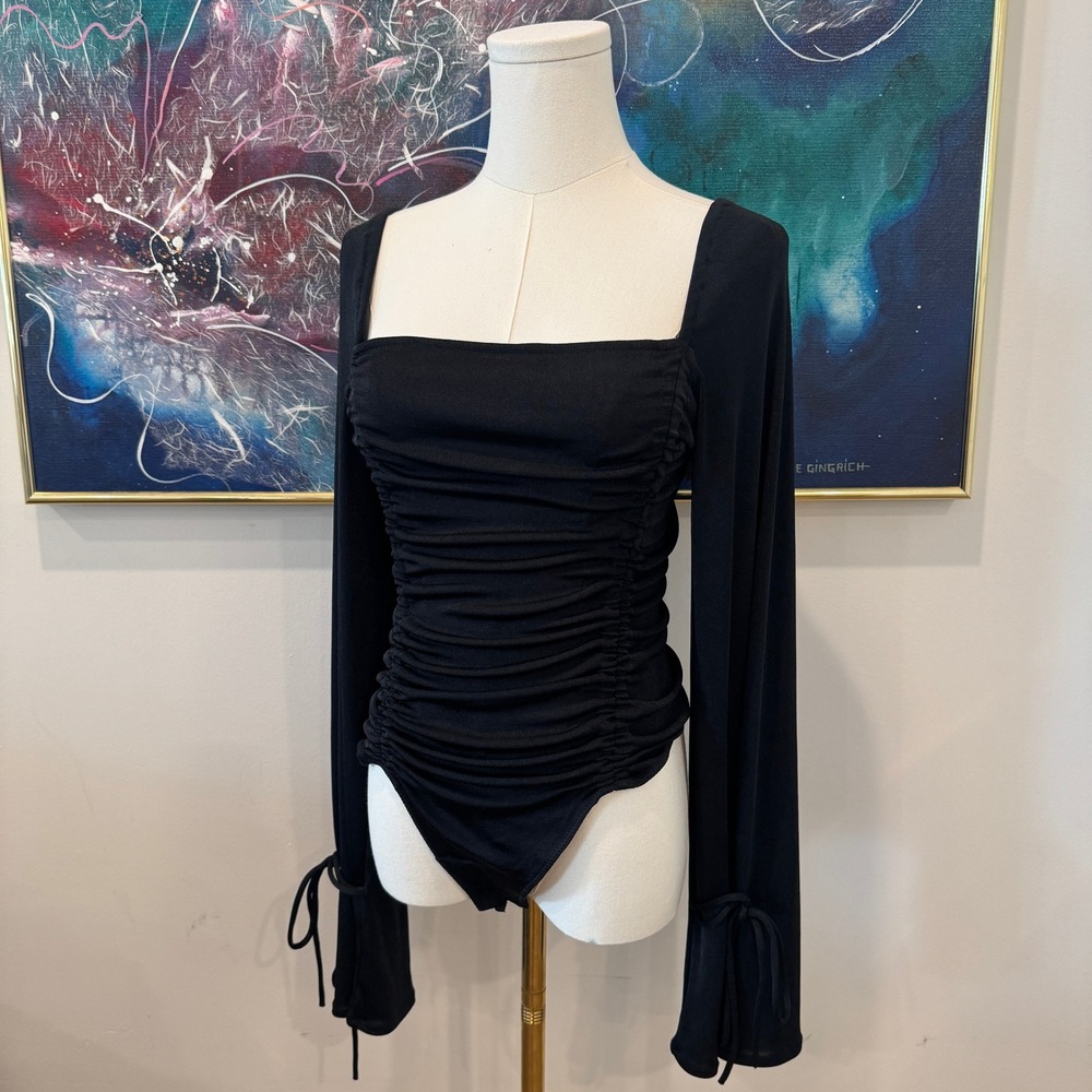 Intimately Free People Meant to Be Ruched Square Neck Bodysuit Small NWOT
